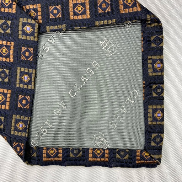 Robert Talbott Best of Class Neck Tie Silk Black Brown Squares Hubert White - Picture 4 of 6